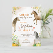 ポニー誕生日招待と秋テーマ 招待状 (スタンド正面)