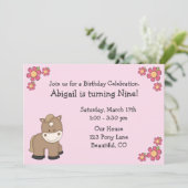 ポニー誕生日招待状for Girls 招待状 (スタンド正面)