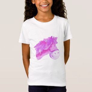 ポニー顔パープルピンクキッズTシャツ Tシャツ