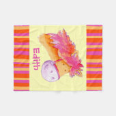 ポニー・イエロー・ブライト・ガールというストライプ女の子 フリースブランケット (正面(横))