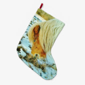 ポニー・イン・ザ・スノー ラージクリスマスストッキング (正面 (吊り時))