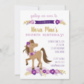 ポニー パーティの女の子 招待状 (正面)