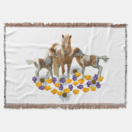 ポニー・ファミリー・イン・フラワーズ スローブランケット