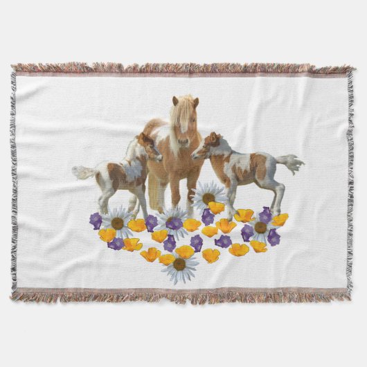 ポニー・ファミリー・イン・フラワーズ スローブランケット (正面)