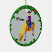 ポニー・ホースのパーソナライズされた漫画の男の子 セラミックオーナメント (右)