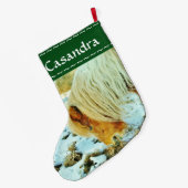 ポニー、雪の中のクリスマスの馬 ラージクリスマスストッキング (裏面 (吊り時))