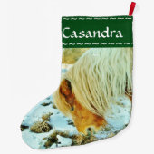 ポニー、雪の中のクリスマスの馬 ラージクリスマスストッキング (裏面)