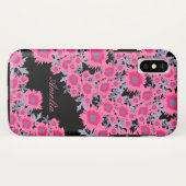 ポピかわいらしックピンク黒のダマスク名電話ケース Case-Mate iPhoneケース (裏面(横))
