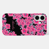 ポピかわいらしックピンク黒のダマスク名電話ケース Case-Mate iPhoneケース (裏面 (横))