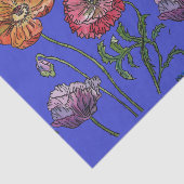 ポピかわいらしー花フローラ青パターン水色 薄葉紙 (詳細)