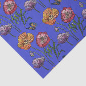 ポピかわいらしー花フローラ青パターン水色 薄葉紙 (詳細)