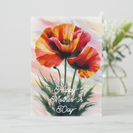 ポピエレガントーの絵画花の母の日のカード (スタンド正面)
