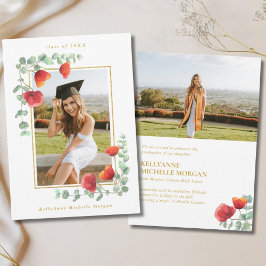 ポピエレガントー水彩フローラ2写真卒業 案内状