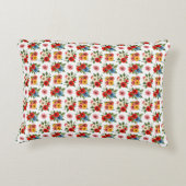 ポピカラフルーな花パターンのアクセント枕 アクセントクッション (裏面)