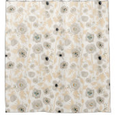 ポピズイエローグレーウォーター色フローラプリント シャワーカーテン (正面)