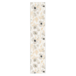 ポピズイエローグレーウォーター色フローラ ショートテーブルランナー