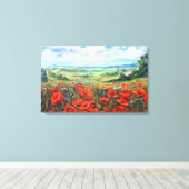 ポピズフィールドランドスケープ油絵 キャンバスプリント (インサイチュ (ウッドフロア))