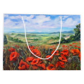 ポピズフィールドランドスケープ油絵 ラージペーパーバッグ (裏面)