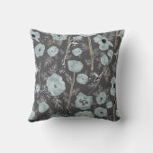 ポピズブルーブラックウォーター色フローラルパターン クッション (裏面)
