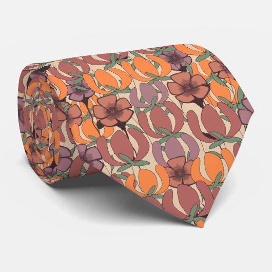 ポピズメドウピンクとオレンジ ネクタイ (ロール)