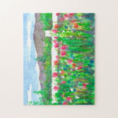 ポピズワイルドフラワーフィールドウォーター絵画カラーフロー ジグソーパズル (縦)