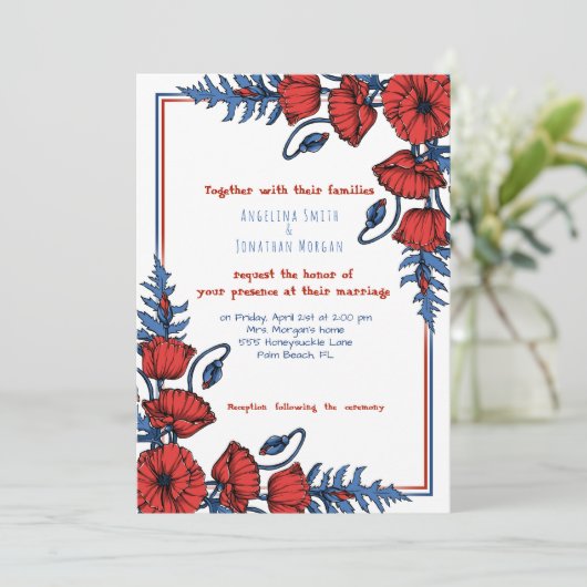 ポピパーソナライズされたーフローラ結婚ズ 招待状 (スタンド正面)