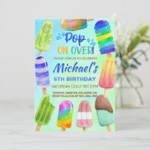 ポピポップ・アートのクレスの夏の誕生日招待状上で。 招待状 (スタンド正面)