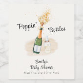 ポピモダンンボトルシャンパンベビーシャワー ワインラベル (シングルラベル)