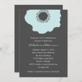 ポピモダンーブライダルシャワー招待状(ソフトブルー) 招待状 (正面/裏面)