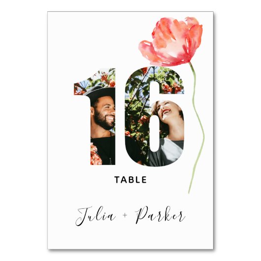 ポピモダンー赤結婚のテーブル番号16 テーブルナンバー (正面)