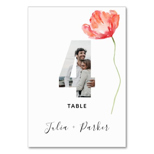 ポピモダンー赤結婚のテーブル番号4 テーブルナンバー (正面)