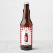 ポピンインワンソーダプレイドレッド1st誕生日パーティー ビールラベル (正面)