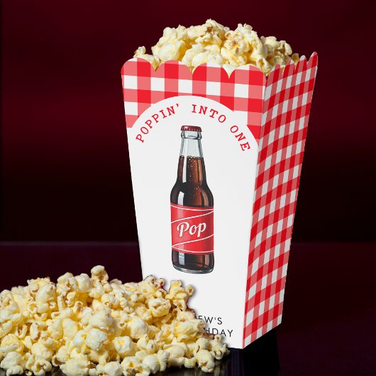 ポピンインワンソーダプレイドレッド1st誕生日パーティー フェイバーボックス