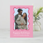 ポピンクの波線の手描きの遊び心ある枠の写真 シーズンカード (スタンド正面)