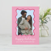 ポピンクの波線 手描き ファンシーな枠の写真 シーズンカード (スタンド正面)