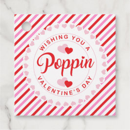 ポピンバレンタインデーピンク&レッドストライプ フェイバータグ