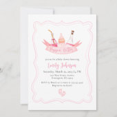 ポピンボトルシャンパンガールベビーシャワー 招待状 (正面)