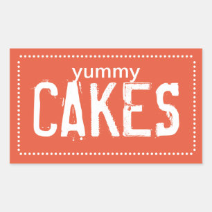 ポピーおいしいケーキ 長方形シール