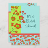 ポピーおもしろいトレンディーモダンフローラ 招待状 (正面/裏面)