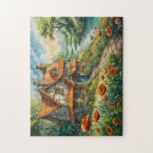 ポピーお洒落の花を持つコテージ ジグソーパズル (縦)