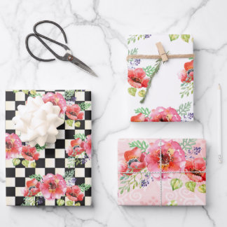 ポピーお洒落ラッピング紙セット3 ラッピングペーパーシート