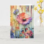 ポピーお洒落予測できなタイプの花ハローフォールディング カード (黄色い花)