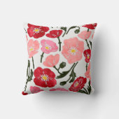 ポピーかわいらしの花ピンク赤い花柄 クッション (裏面)