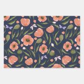 ポピーかわいらしをテーマにした花柄 ラッピングペーパーシート (正面)