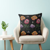 ポピーかわいらしズブラックウォーター色の花フローラ クッション (椅子)