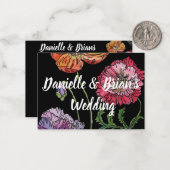ポピーかわいらしズブラック結婚式招待状フラットカード ノートカード (正面/裏面インサイチュ)