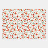 ポピーかわいらしズミックスフローラルパターン&水玉模様 ラッピングペーパーシート (正面)