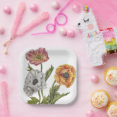 ポピーかわいらし紙プレート ペーパープレート (パーティー)