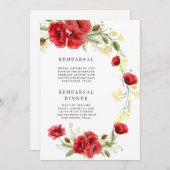 ポピーとイエローワイルドフラワーのカラフルリハーサル 招待状 (正面/裏面)