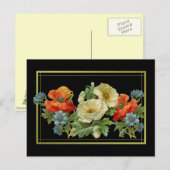 ポピーとコーンフラワーのヴィンテージフローラはがき ポストカード (正面/裏面)